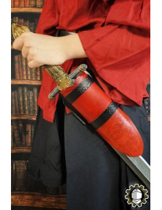 Tahalí medieval Brian, mano derecha cuero rojo