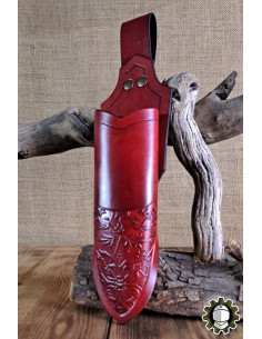 Tahalí medieval dagas cuero rojo modelo Jerome
