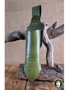 Tahalí medieval dagas cuero verde modelo Jerome