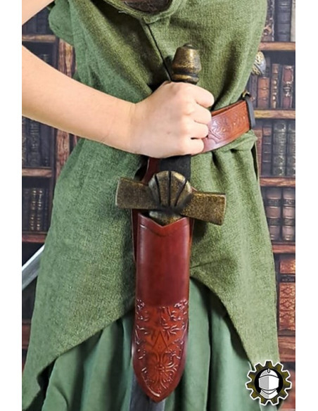 Tahalí medieval dagas cuero marrón...