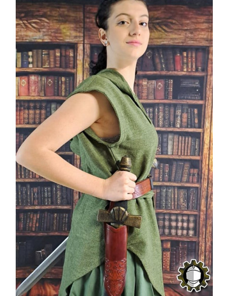 Medieval knivetahali i brunt læder...