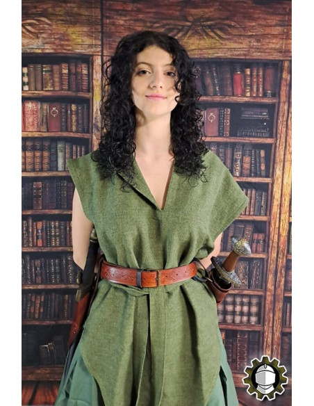 Tahalí medieval dagas cuero marrón...