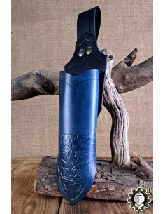 Tahalí medieval dagas cuero azul modelo Jerome