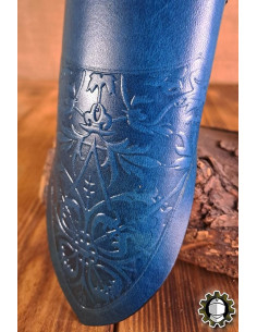 Tahalí medieval dagas cuero azul modelo Jerome 2