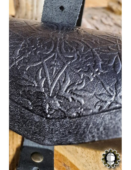 Bolso medieval en cuero negro para 3...