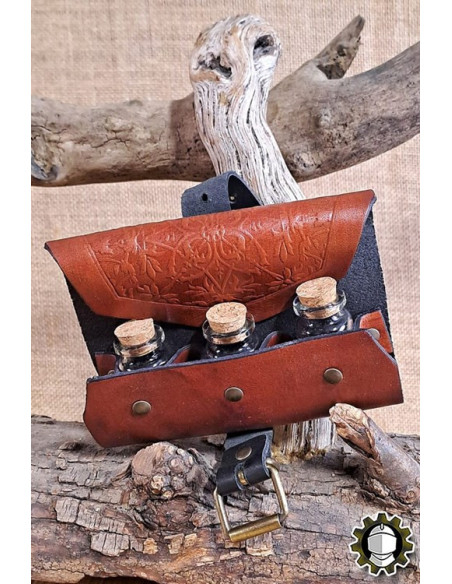 Bolso medieval en cuero marrón para 3... Bolso medieval en cuero marrón para 3...