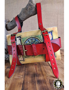 Portalibros medieval par cinturón modelo Tarryon, color rojo