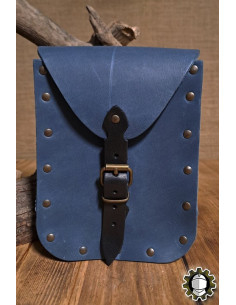 Bolso medieval en cuero azul modelo Jerome