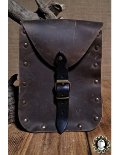 Bolso medieval en cuero marrón modelo Jerome