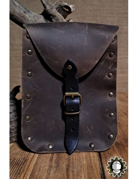 Bolso medieval en cuero marrón modelo...
