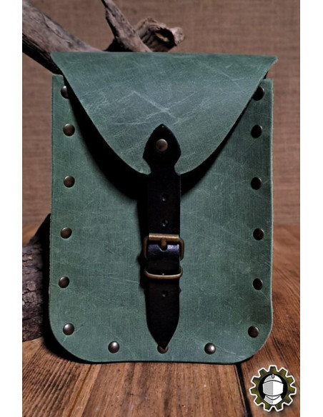 Bolso medieval en cuero verde modelo...