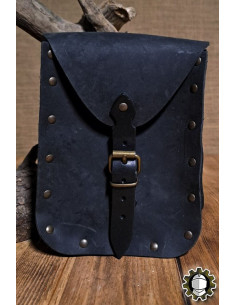 Bolso medieval en cuero negro modelo Jerome