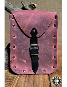 Bolso medieval en cuero rojo modelo Jerome
