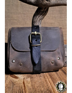 Middeleeuwse leren tas in bruin model Valeron
