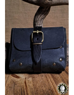 Bolso medieval en cuero negro modelo Valeron