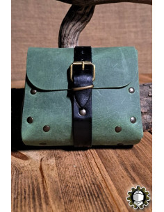 Bolso medieval en cuero verde modelo Valeron
