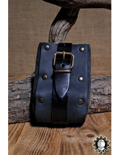 Bolso medieval en cuero negro modelo Adam