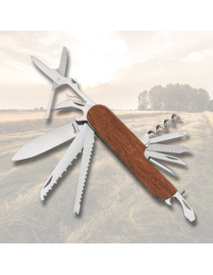 Albainox multifunctioneel mes met houten handvat (15,5 cm.)
