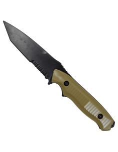 Plastic trainingsmes met hoes, beige (23,5 cm.)