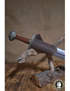 Tahalí espada mano izquierda cuero marrón