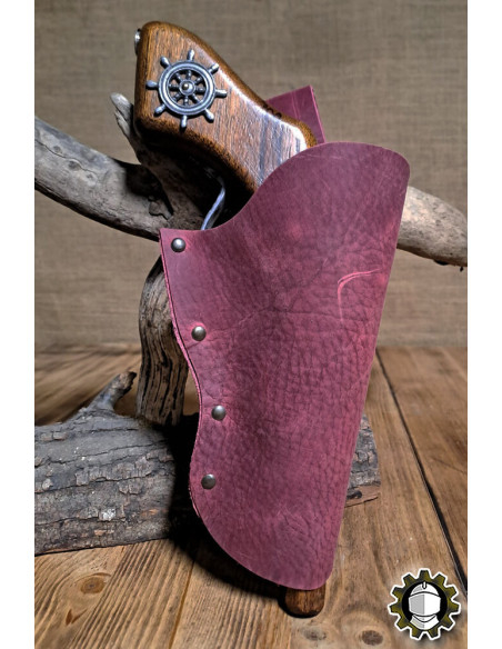 Leren etui voor rechterhand, kleur rood