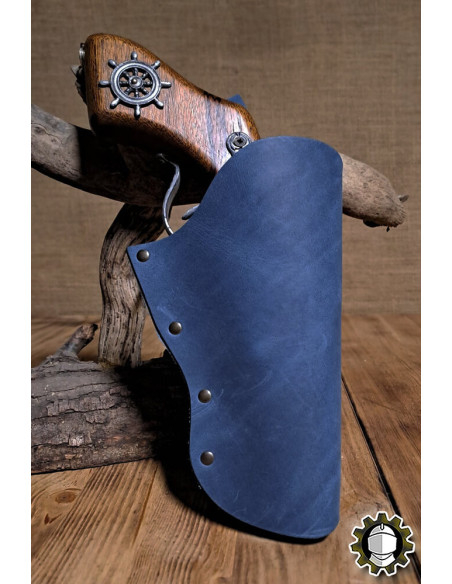 Leren etui rechterhand, kleur blauw