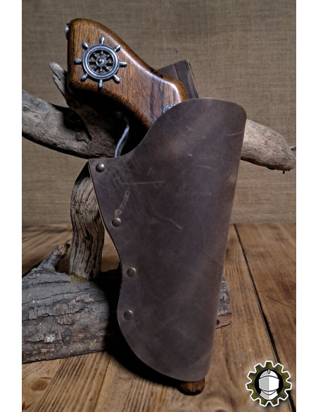 Rechters hand leren etui, kleur bruin