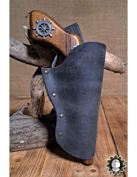 Leren etui rechterhand, zwarte kleur