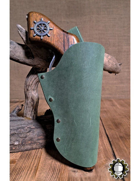 Leren etui voor rechterhand, kleur groen