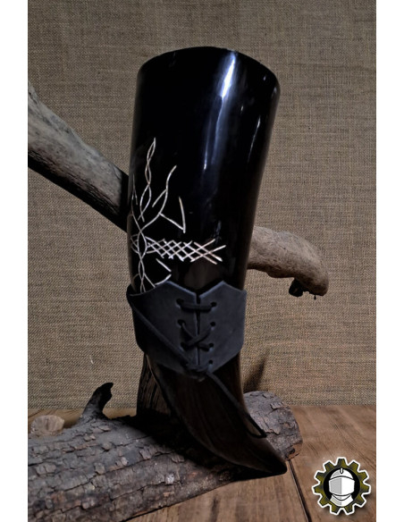 Ledertragegurt für Horn, schwarz