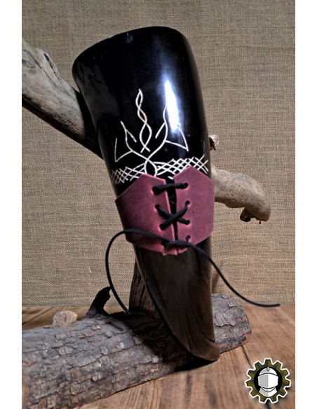 Ledertragegurt für Horn, rote Farbe