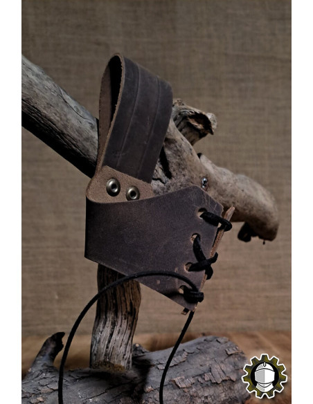 Leren tas voor hoorn, kleur bruin