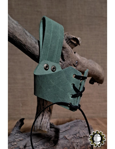 Ledertragegurt für Horn, grüne Farbe