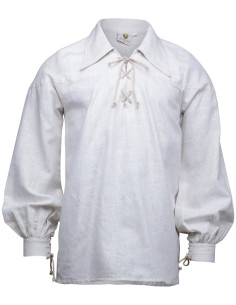Camisa medieval en lino modelo Sawyer, blanco natural