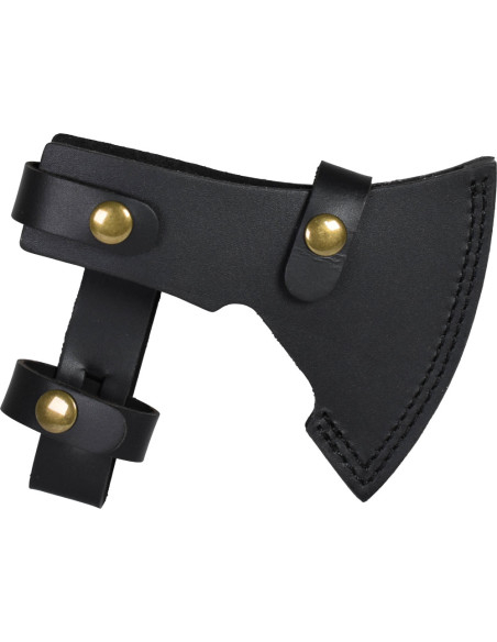 Zware stalen bijl met leren hoes (36 cm)