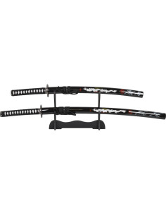 Sæt Katana og Wakizashi med stativ, drage design