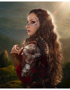 Hombrera vikinga de cuero marrón, Bárbaro Thor
