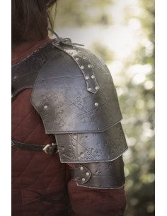 Hombrera medieval de cuero modelo Mercenario
