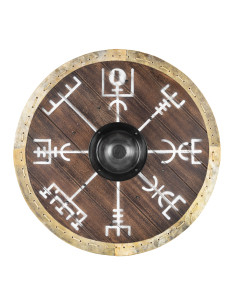 Vikingeskjold Vegvísir med læderkant (60 cm.)