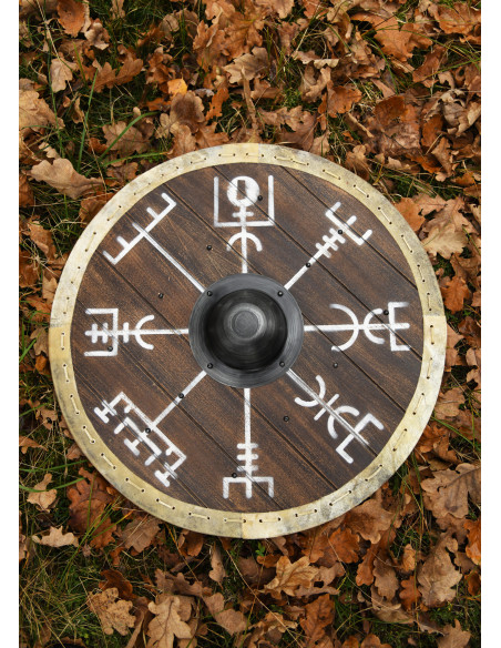 Viking Schild Vegvísir met leren rand...
