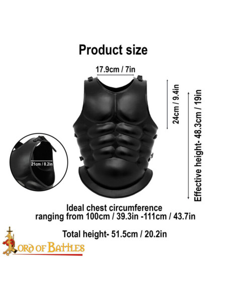 Romersk kurassort stål med stropper