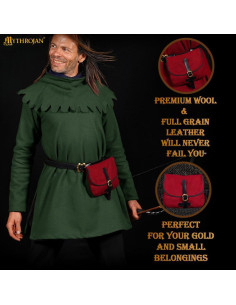 Bolso medieval para LARP en rojo vino tinto 2