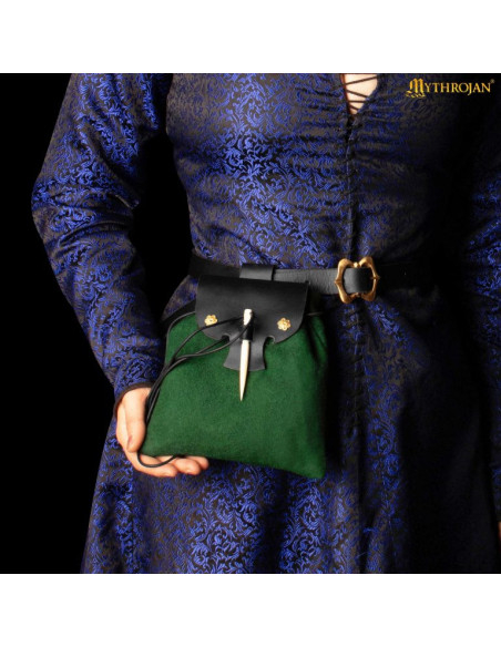 Bolso medieval, cierre hueso, en...