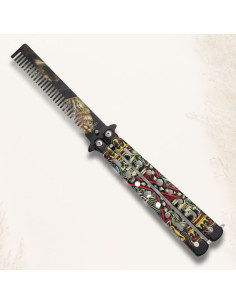 Schmetterlingsmesser Kamm Poker Totenköpfe