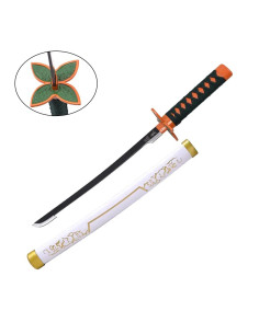 Mini Katana Shinobu Kochou flor verde, hoja en bambú