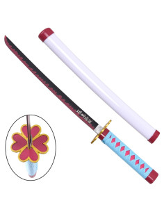 Mini Katana Kanroji Jimetsu flor rosa, hoja en bambú