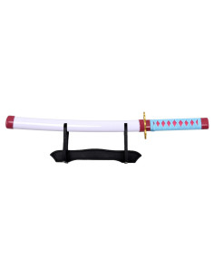 Mini Katana Kanroji Jimetsu flor rosa, hoja en bambú 2