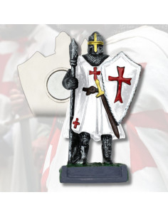 Imán caballero templario blanco con lanza (7 cm.)