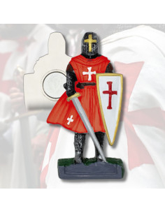 Rood tempeliersmagnet met zwaard (8 cm.)