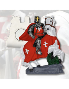 Rode ruiter Templaarse magneet (7 cm.)